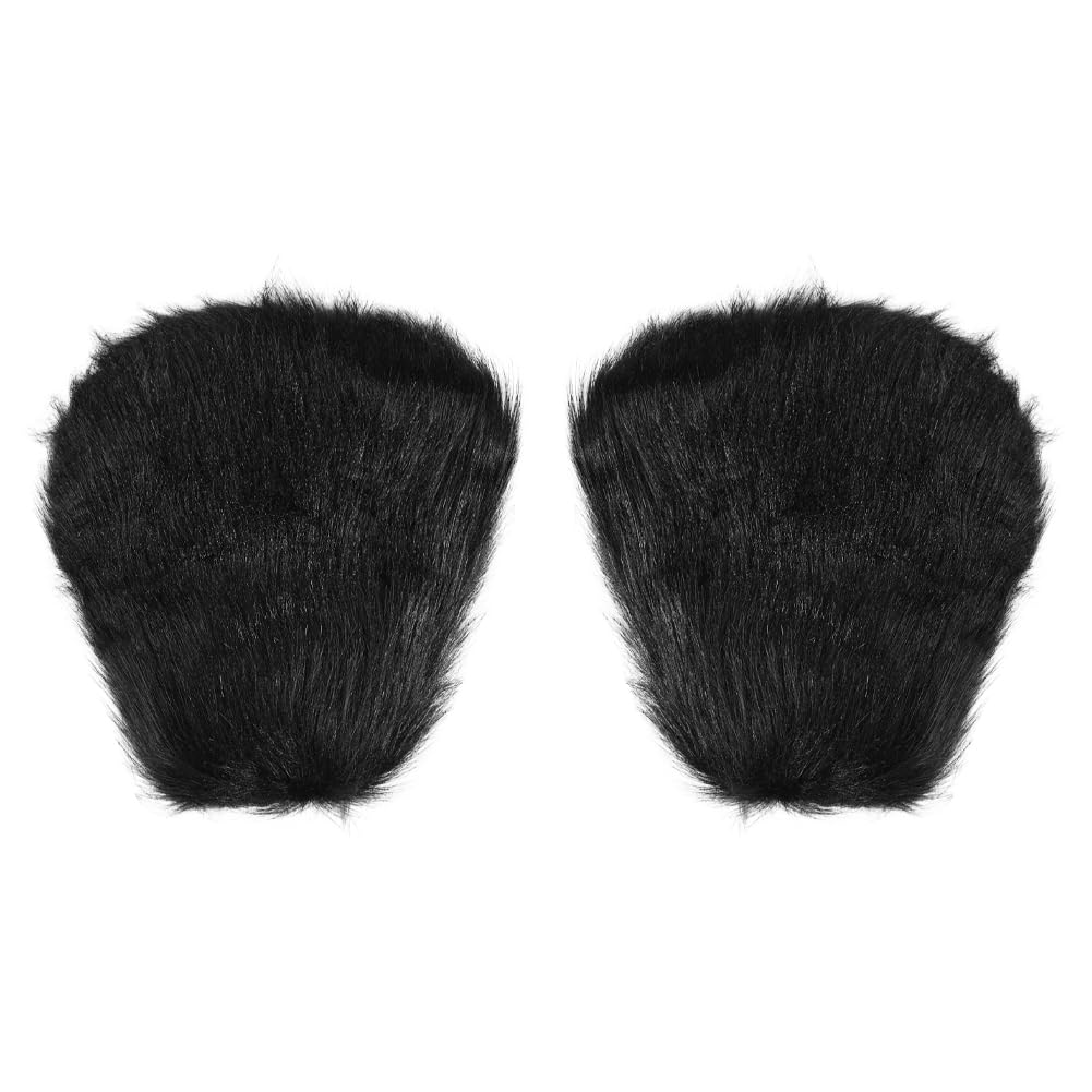 Furry Cat Paw Fingerless Gloves Women Warm Half Finger Plush Gloves Faux Fur Cartoon Animal Claw Gloves Cosplay Costumes Winter Thermal Mittens for Adults Halloween Christmas Cosplay Carnivals - Image 3