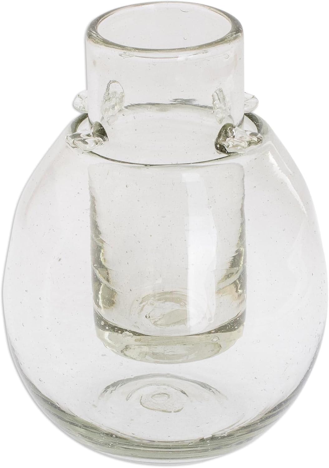 NOVICA Artisan Handblown Glass Tequila Artisan with Ice Receptacle Guatemala 'Frosty Shot'