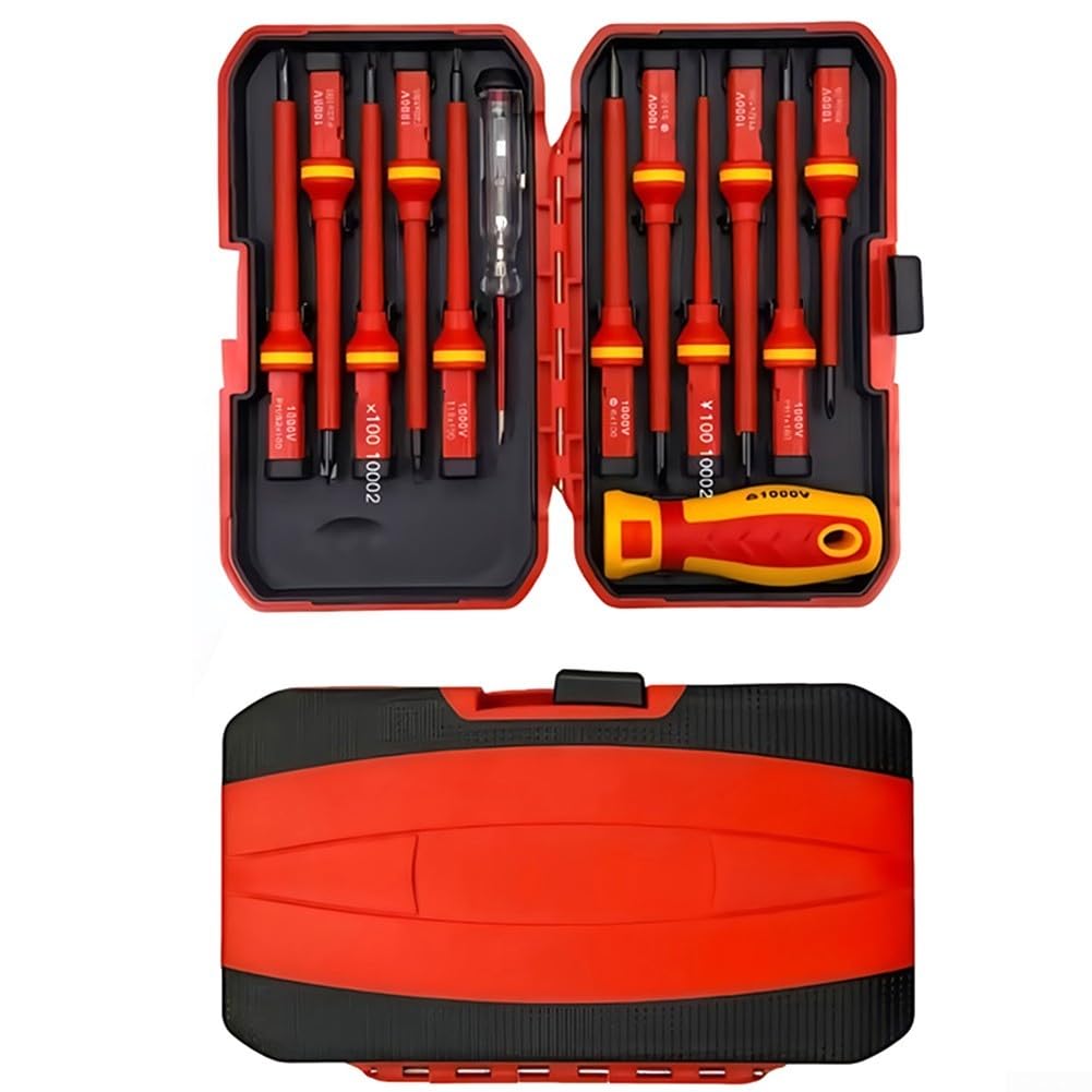 Ensemble de tournevis isolés 1000 V, kit d'outils d'électricien certifié VDE pour travaux électriques, 33 cm avec embouts magnétiques et poignée remplaçable