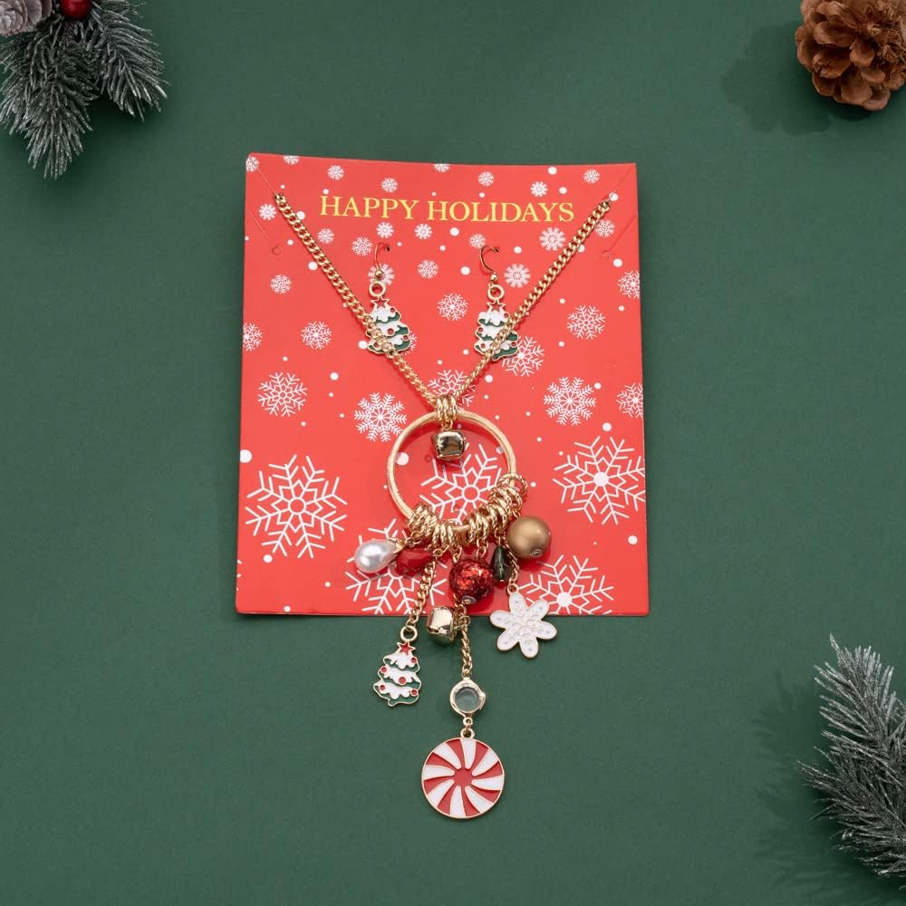 Madison Tyler Christmas Charm Jewelry Set for Women | Statement Christmas Snowball Snowman Snowflake | Bells Necklace | Dangle Silver Snowflake Earrings | Xmas Holiday Necklaces Gifts for Girls - Image 6