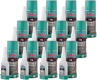 Akfix 710 Stone and Marble Fast Adhesive (1.76 oz.) with Activator (6.70 fl. oz.) [Clear Super Glue Adhesive and Accelerator Spray] | 12 Pack