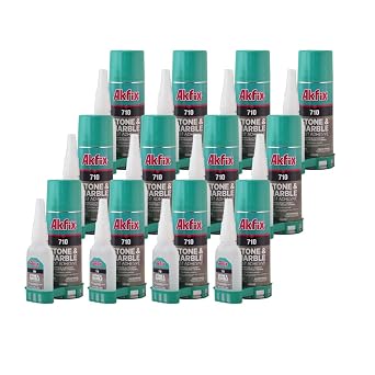 Akfix 710 Stone and Marble Fast Adhesive 1.76 oz. with Activator 6.70 fl. oz. [Clear Super Glue Adhesive and Accelerator Spray] | 12 Pack