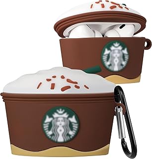 حافظة من السيليكون بتصميم مرن بنمط كاواي لطيف وعصري وفريد للأولاد والبنات لسماعات ابل ايربودز 3 المعز ستاربكس متعدد