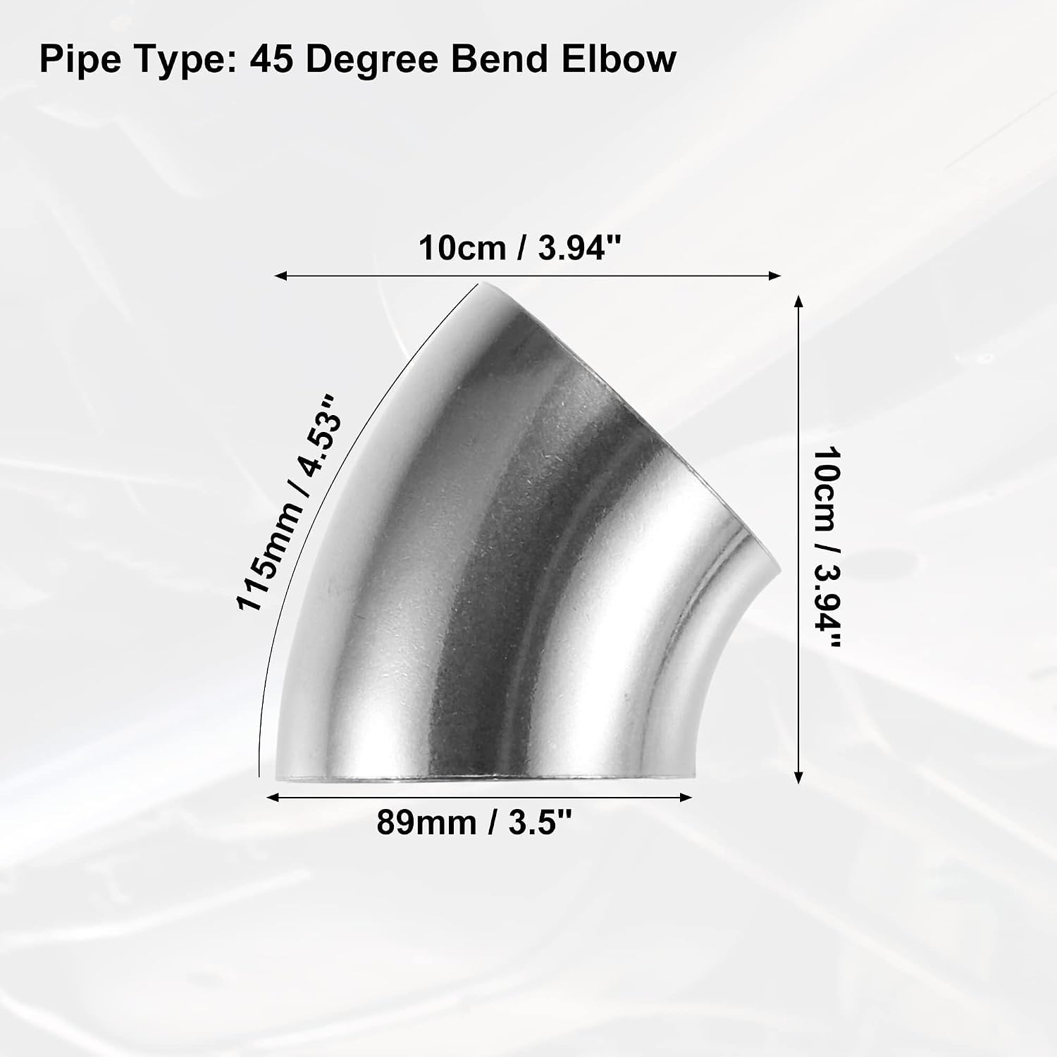 4 Pcs SS304 Stainless Steel Bend Tube Exhaust Elbow Pipe, for Car Exhaust Elbow Modified, Stair Handrail Bend ﻿(3.5")