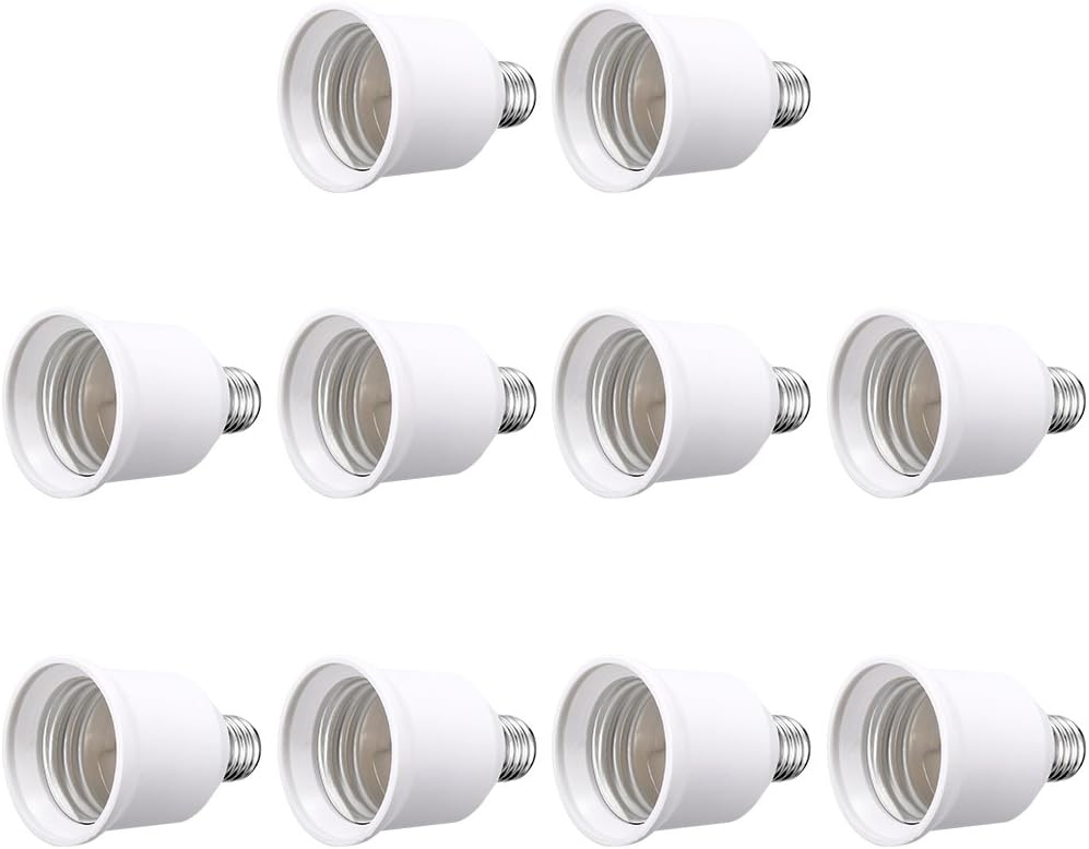 uxcell® 10pcs AC 90-240V 4A E17 to E26 Socket Adapter PBT Lamp Bulb Holder 120 Degree Heat Resistant