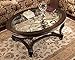 Signature Design by Ashley Norcastle Vintage Oval Coffee Table with Beveled Glass Top & Scrollwork Legs, Dark Brown