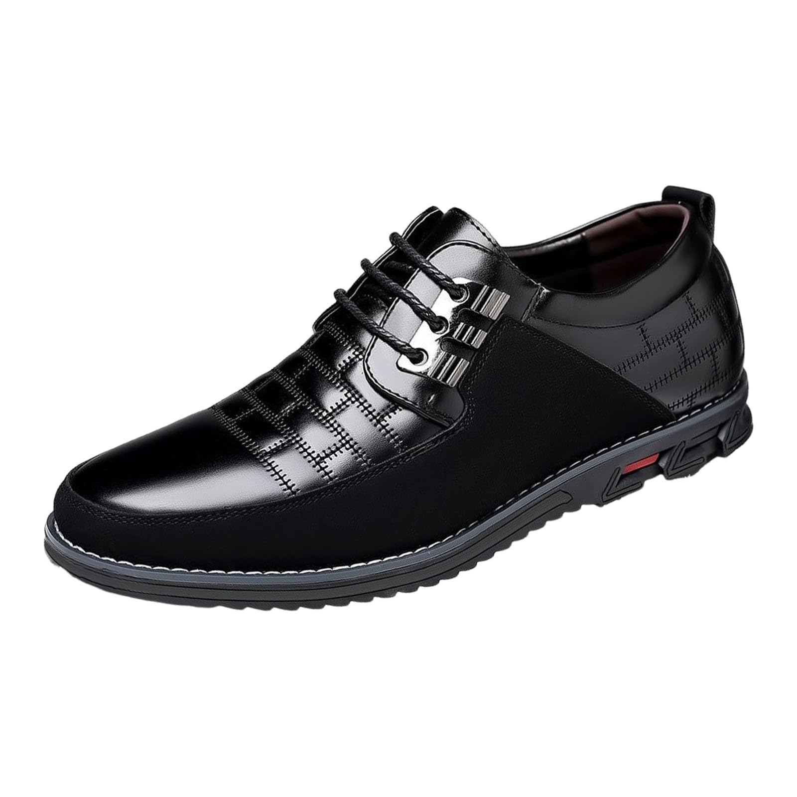 Chaussures de costume pour homme - En cuir - Noir et blanc - Chaussures basses à lacets - Classiques et élégantes - Pour mariage, loisirs, travail