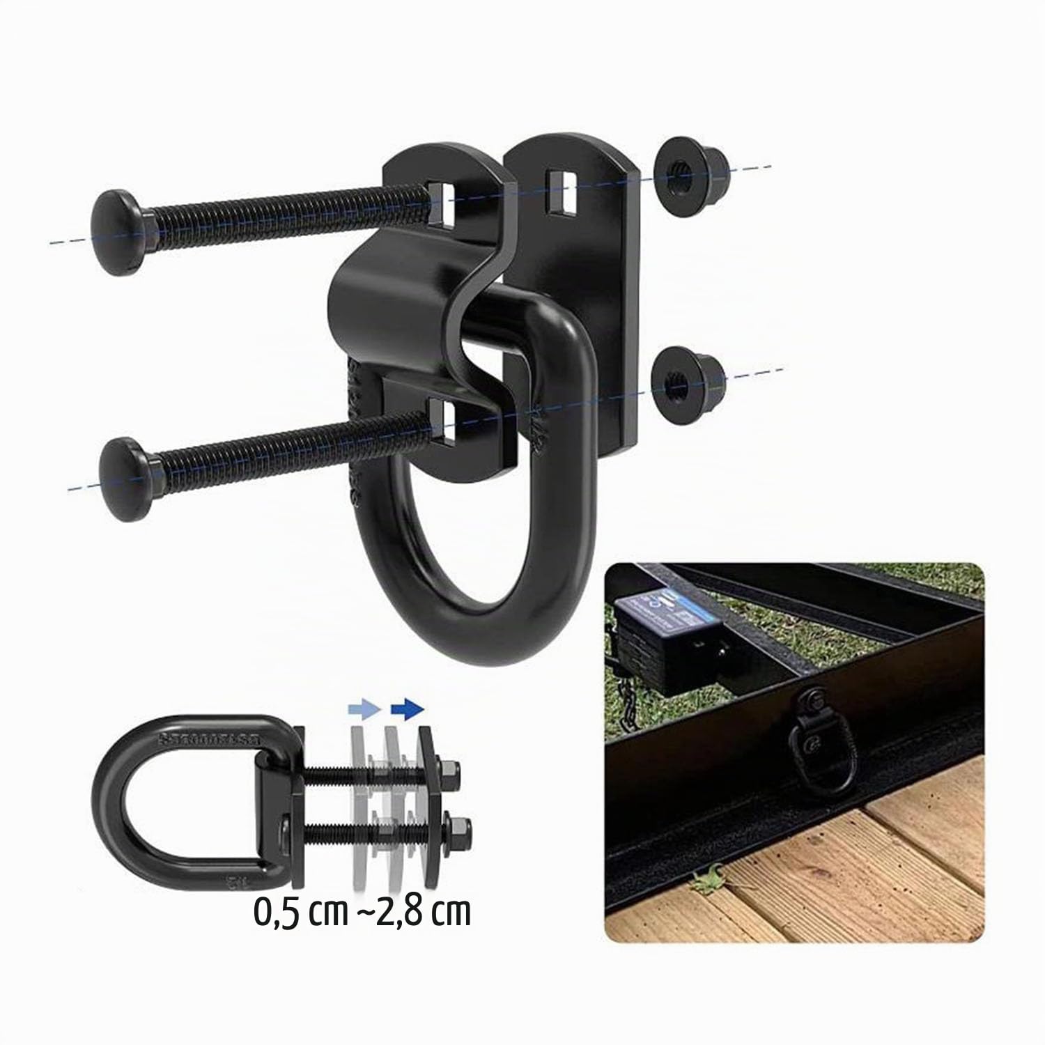 1/2" Heavy Duty Bolt-On Forgiato Tie-Down D Ancora, 12000 Lbs Resistenza alla rottura Gancio Ancora per Rimorchi Camion Cargo Tie Downs (Confezione da 4)