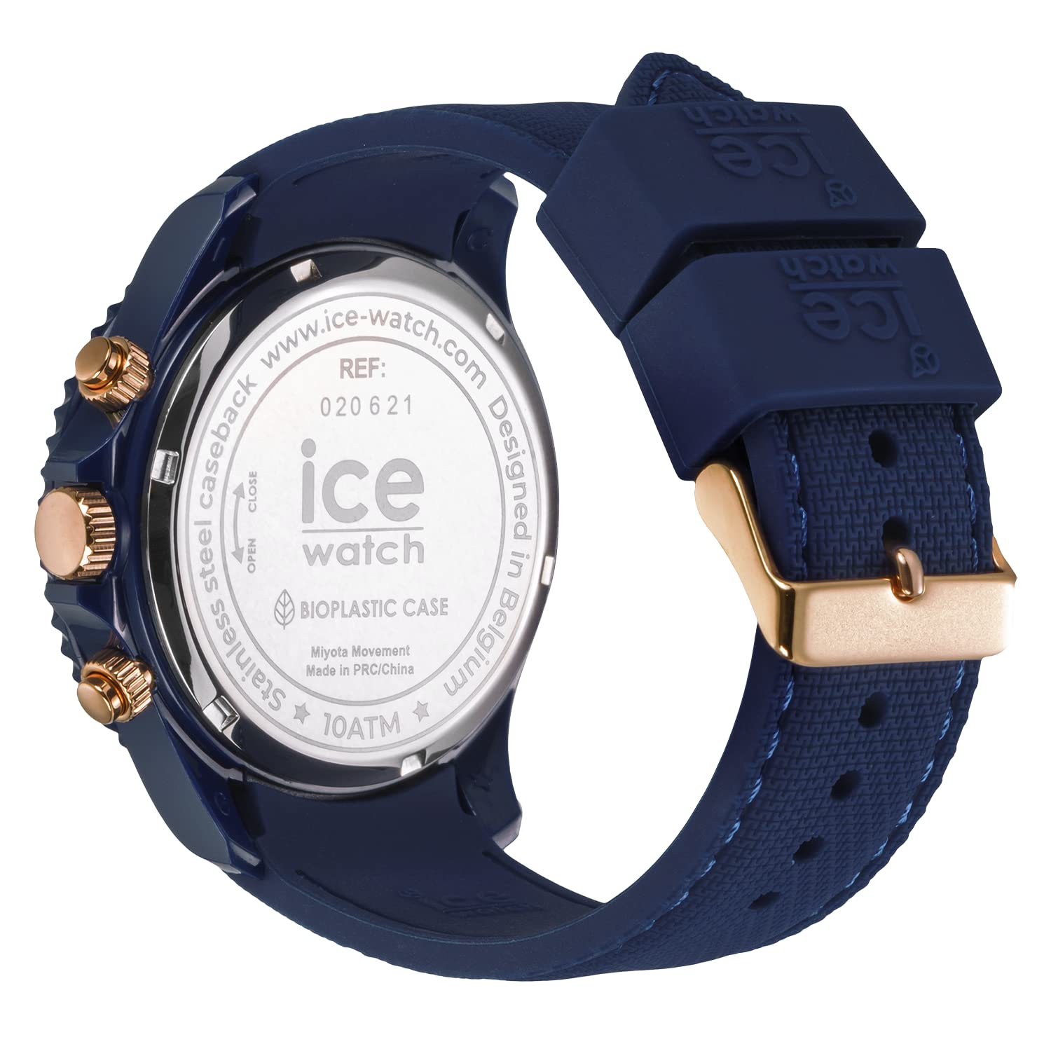 ICE-WATCH - Ice Chrono Blue Rose-Gold - Blaue Herrenuhr mit Silikonarmband - Chrono - 020621 (Large)