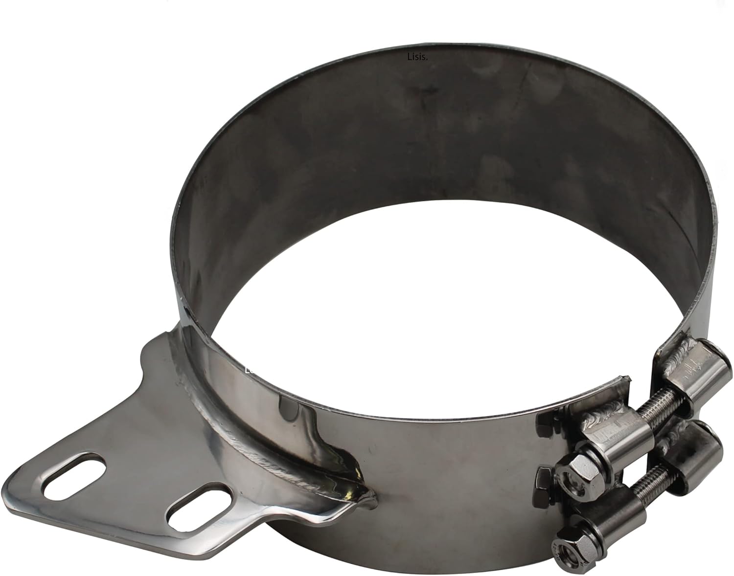 6" Exhaust Bracket Angled Double Butt Joint Polished Stainless Steel