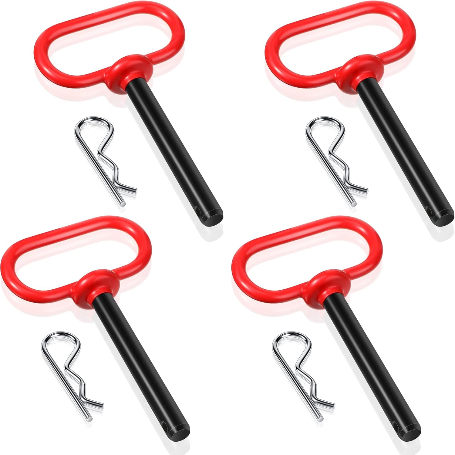 BBTO 4 Pieces Tractor Hitch Pin Trailer Hitch Pin 1/2 x 35/8 Inch Red Handle Hitch