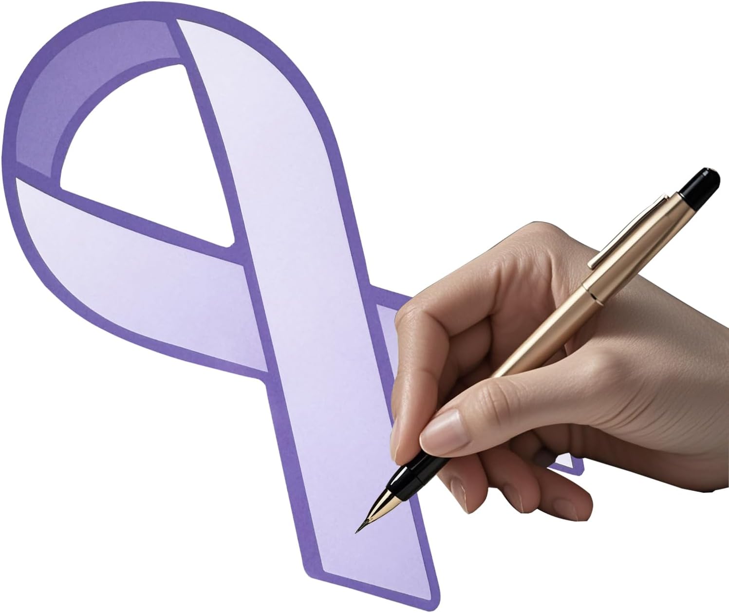 100pcs Large Purple Donation Paper Ribbon Cutouts – Awareness Paper Ribbon Decorations - Donation to Support Alzheimer's, Domestic Abuse, Epilepsy, & Other Causes