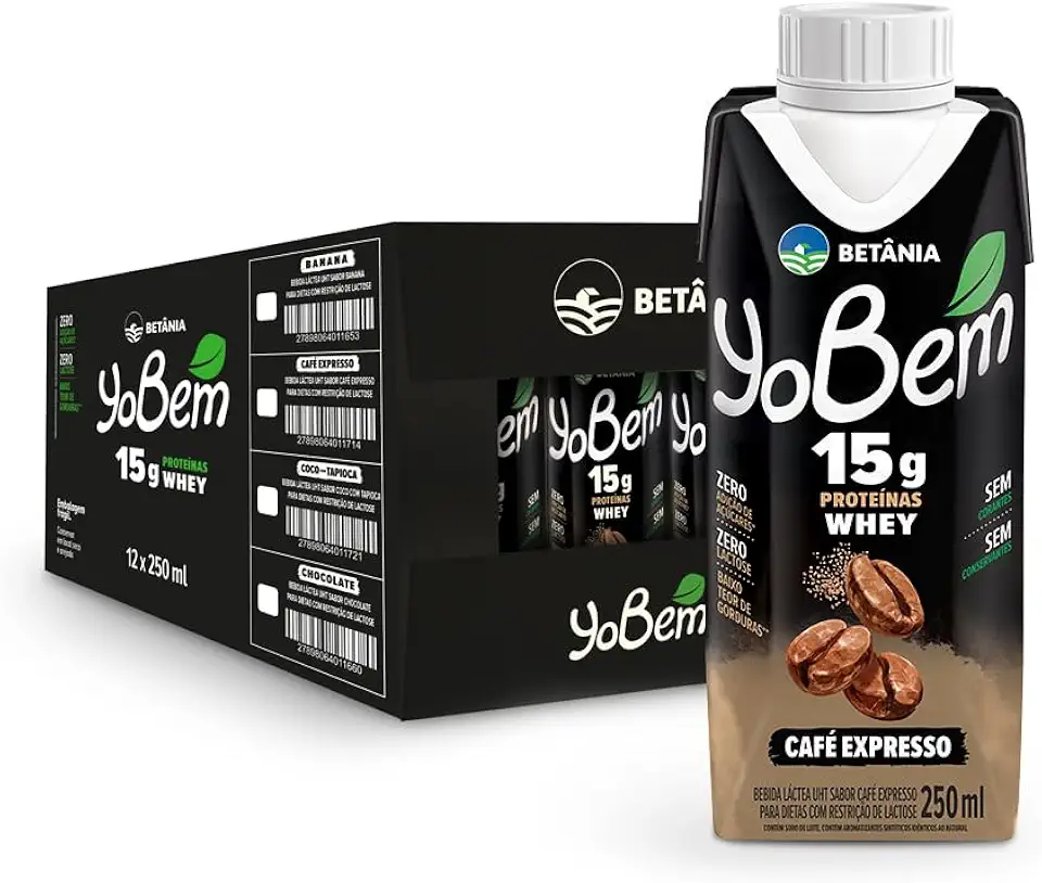 Pack YoBem Bebida Proteica Café Expresso 15g de Proteínas Whey - 12 Unidades