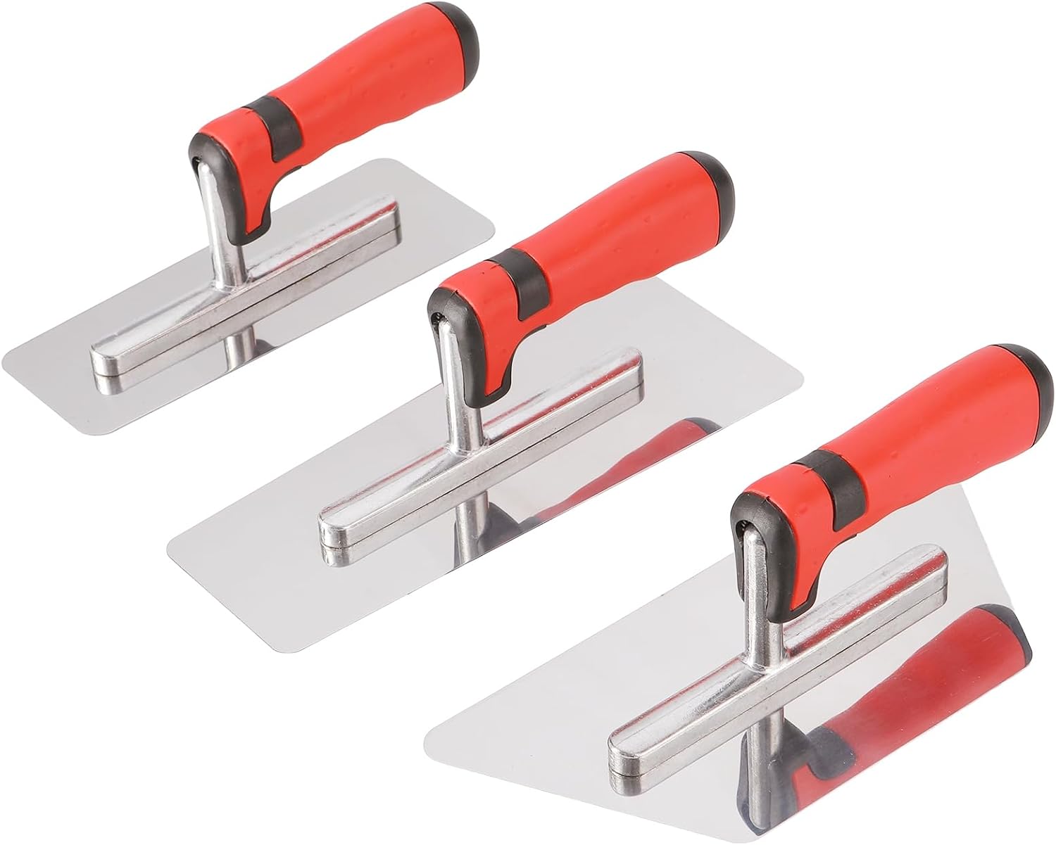 Venetian Plaster Finishing Trowel Set - 3 Pcs Kit | Polished Stainless Steel Trapezoid Blade with Soft Grip, for Drywall,Concrete & Marmorino Finishing