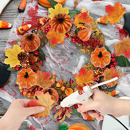 Domestar Artificial Pumpkins, 19Pcs Harvest Fruits With 30Pcs Artificial Maple Leaves Fake Pumpkins And Gourds Pine Cones Acorns For Halloween Thanksgiving Decorations #TOP3