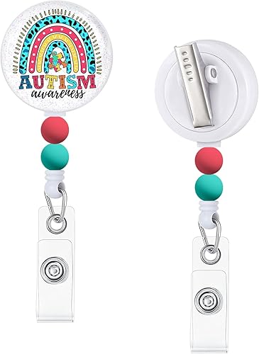 Miniatura 7 de Carretes retráctiles con cuentas, carretes de insignia de enfermera, divertidos soportes para tarjetas de identificación retráctiles, clips de