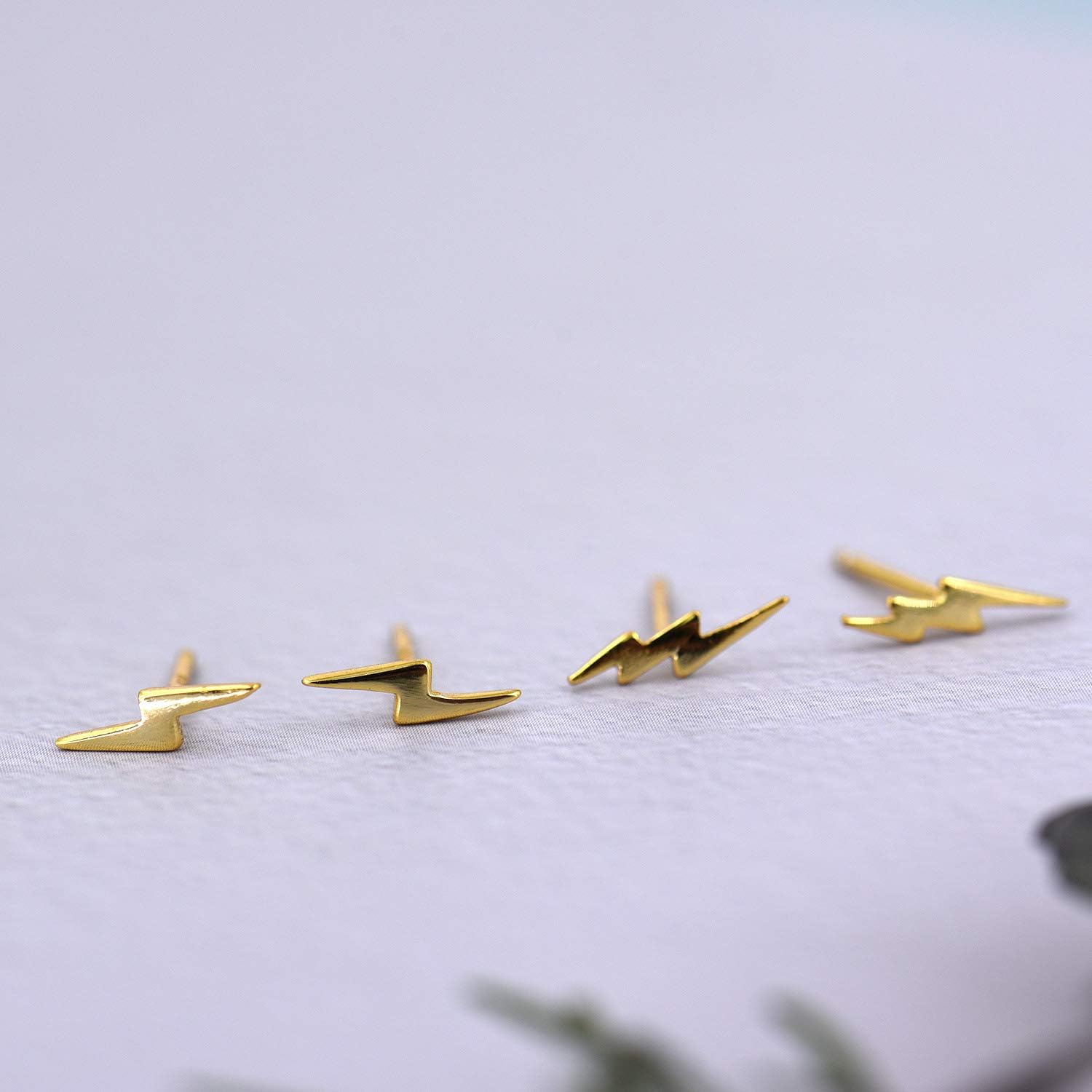 18K Gold Vermeil Tiny Gold Lightning Bolt Stud Earrings