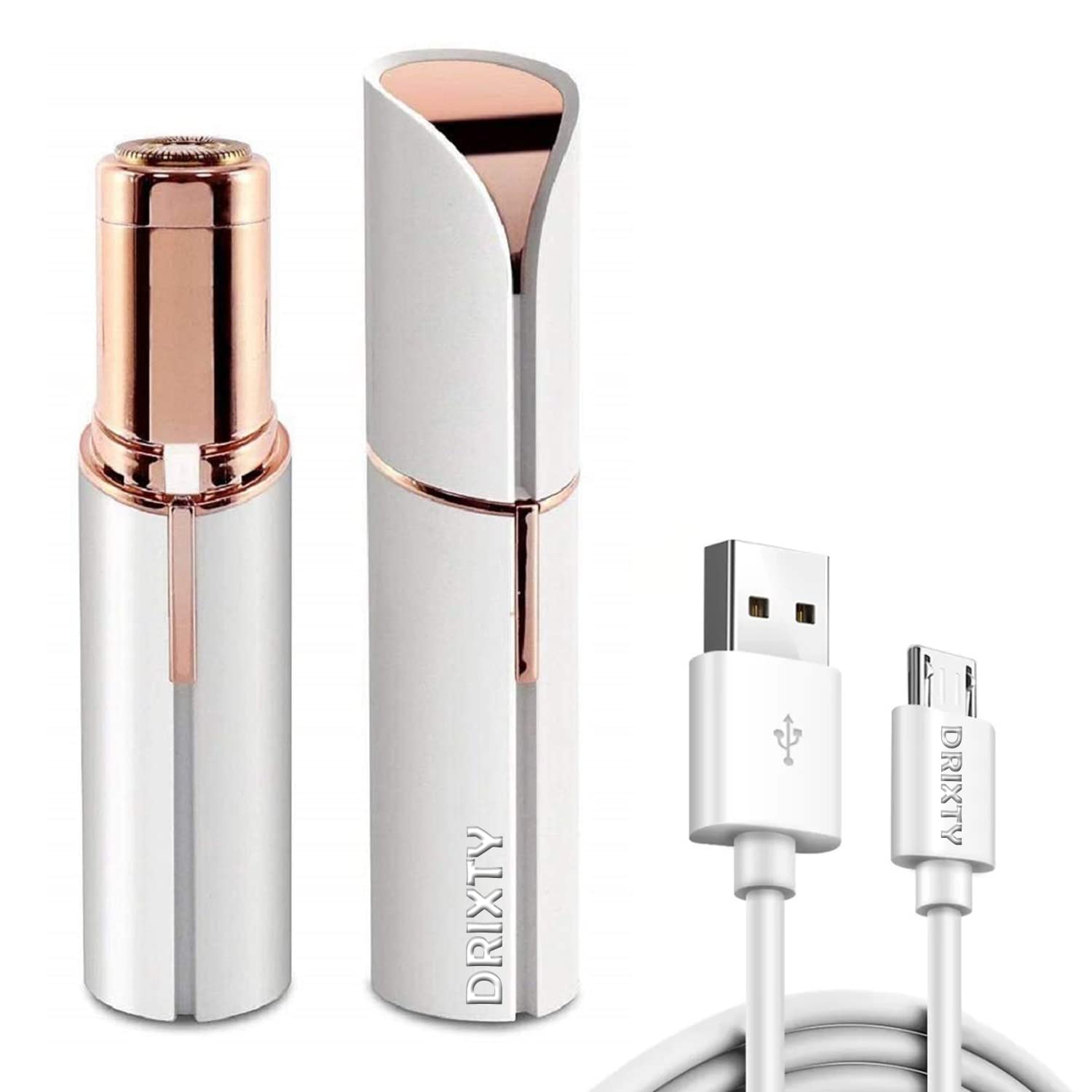 DRIZA Skincare Facial Hair Removal Machine for Women - Chin, Cheek, Eyebrow, Upper Lip Hair Remover for Women - Lipstick Shaped (USB Rechargable)(White) (B09X4D27MT) Amazon Price History, Amazon Price Tracker