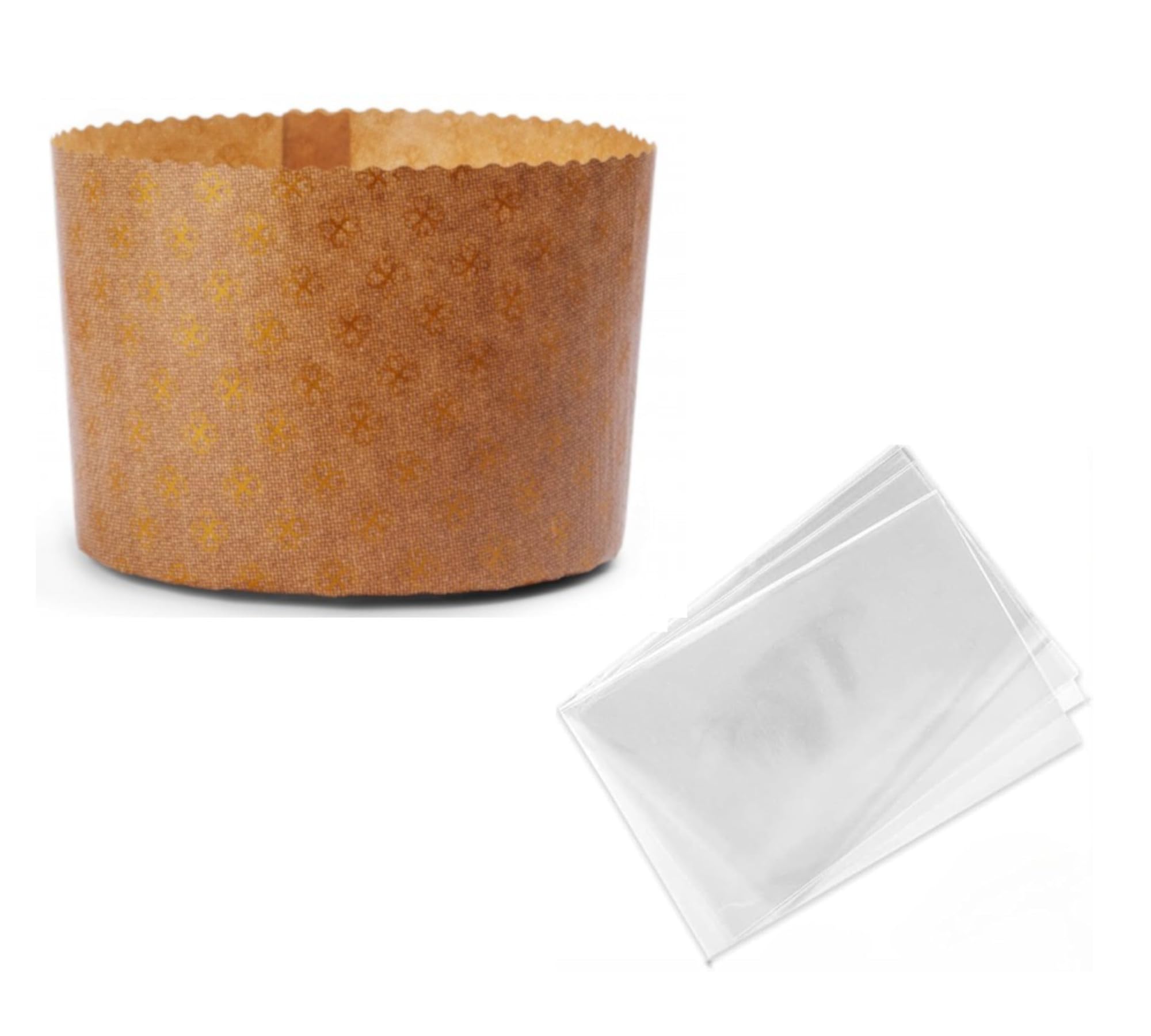 OPIROS High Smooth Panettone Moulds in Paper for Baking Baking Yeast Christmas Cakes (5 Moulds + 5 Envelopes, 1 Kg)