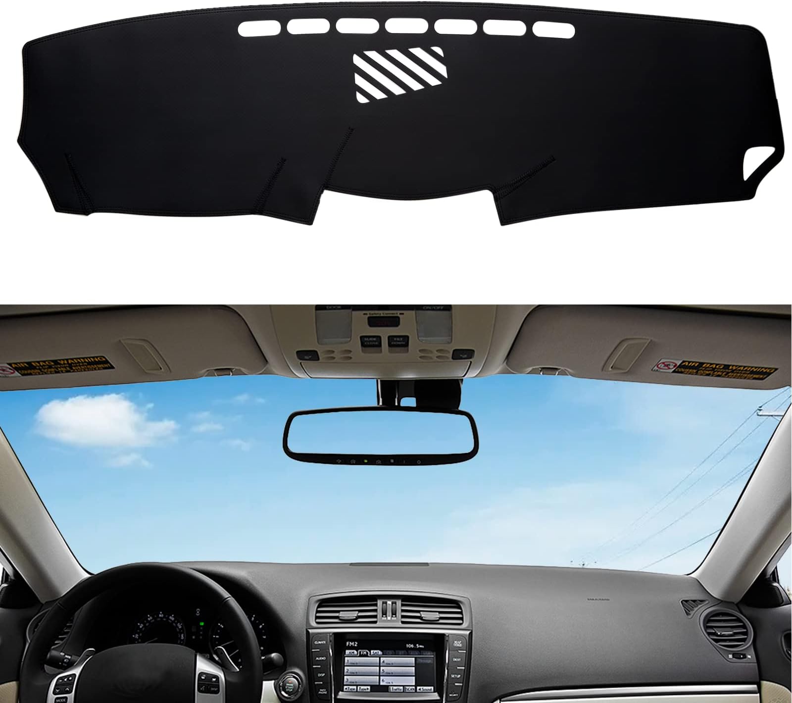 Dashboard Dash Mat Cover Leather Dashboard Pad Fit for 2006-2013 Lexus is F IS-200 IS-250 IS-300 IS-350