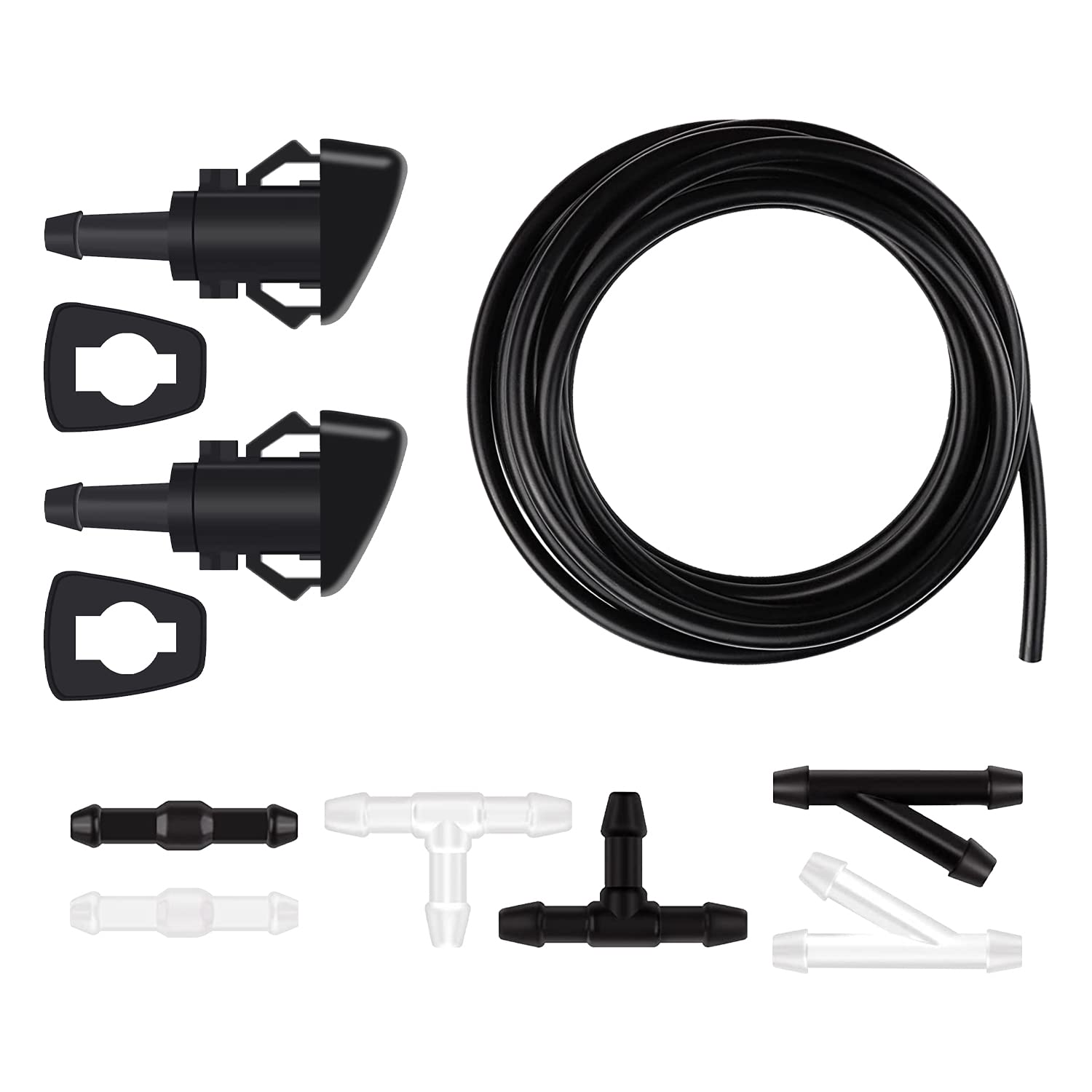 Front Windshield Washer Kit Replacement Connector Washer and Nozzle OEM #5303833AA 5116079AA Compatible with Chrysler Jeep Dodge Ram (Hose and Connector Kits)