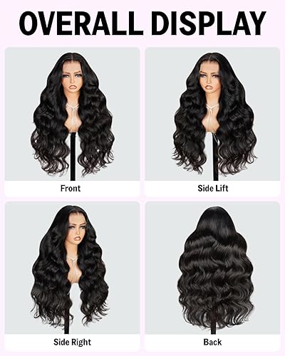 Miniatura 10 de MEGALOOK Pelucas de cabello humano sin pegamento de 6 x 5, precortadas con encaje 12A, densidad del 220 %, sin pegamento, pelucas de cabello humano