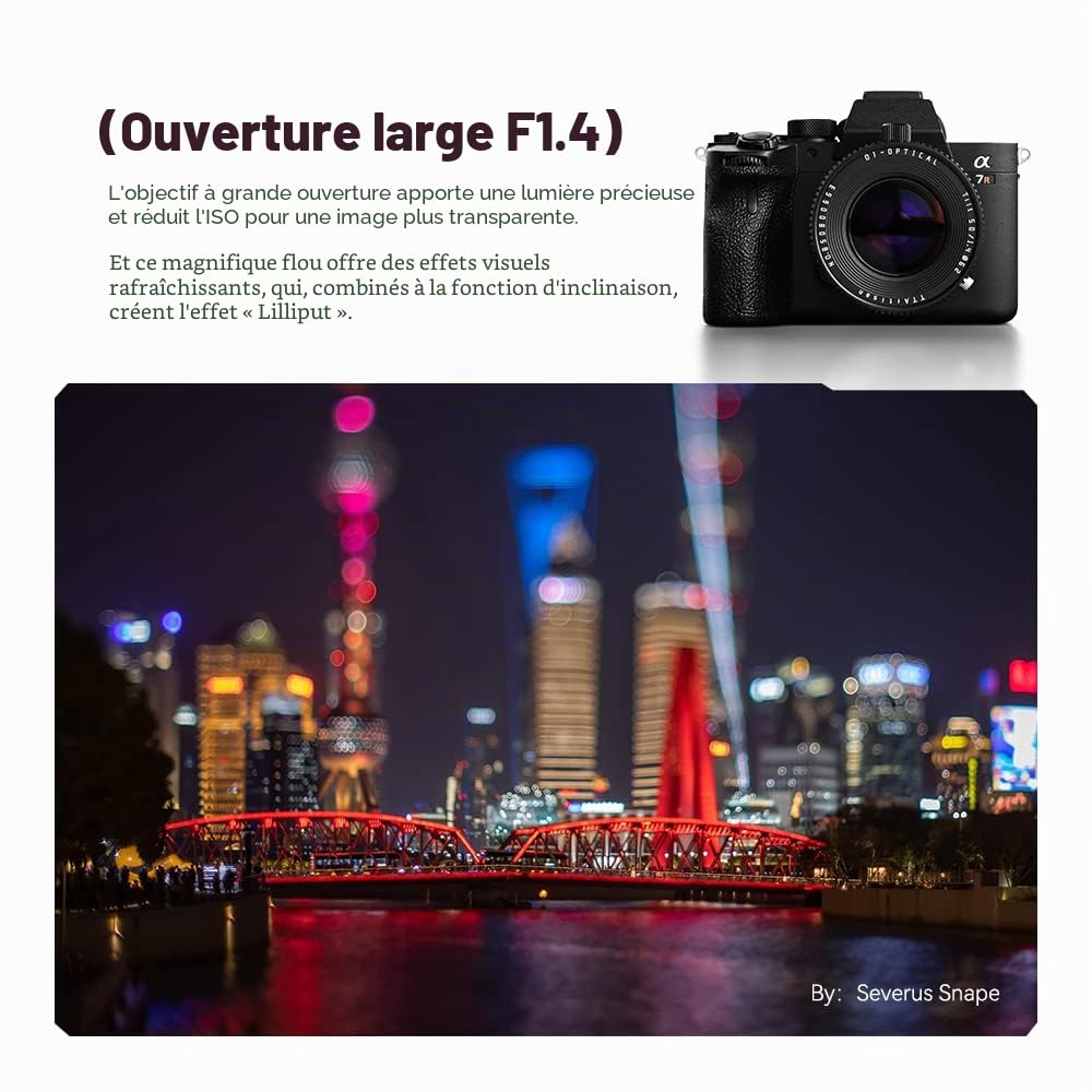 TTartisan 50mm F1.4 Objectif inclinable, Compatible avec Les appareils Photo sans Miroir Canon à Monture RF EOS-R RP R5 R6 R6II