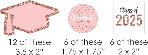 Miniatura 2 de Big Dot of Happiness Grado de oro rosa Recortes de fiesta de graduación 2025 en forma de bricolaje 24 unidades
