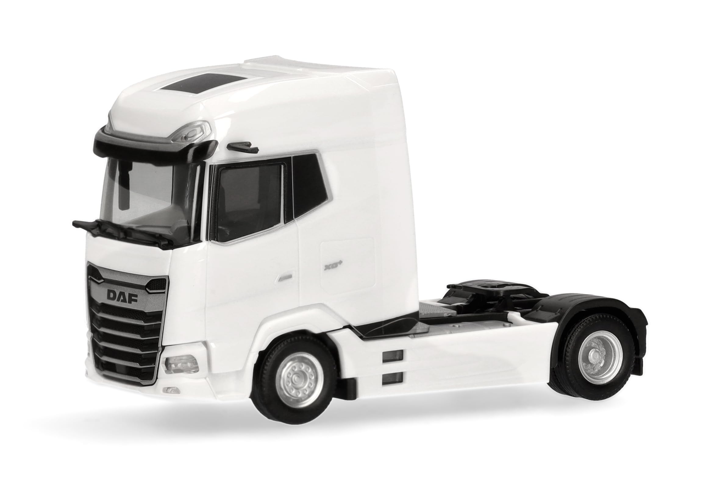 Herpa truck model DAF XG facelift rigid tractor 2axles, white, on a scale of 1:87, plastic miniature, made in Germany, model building, collectors edition