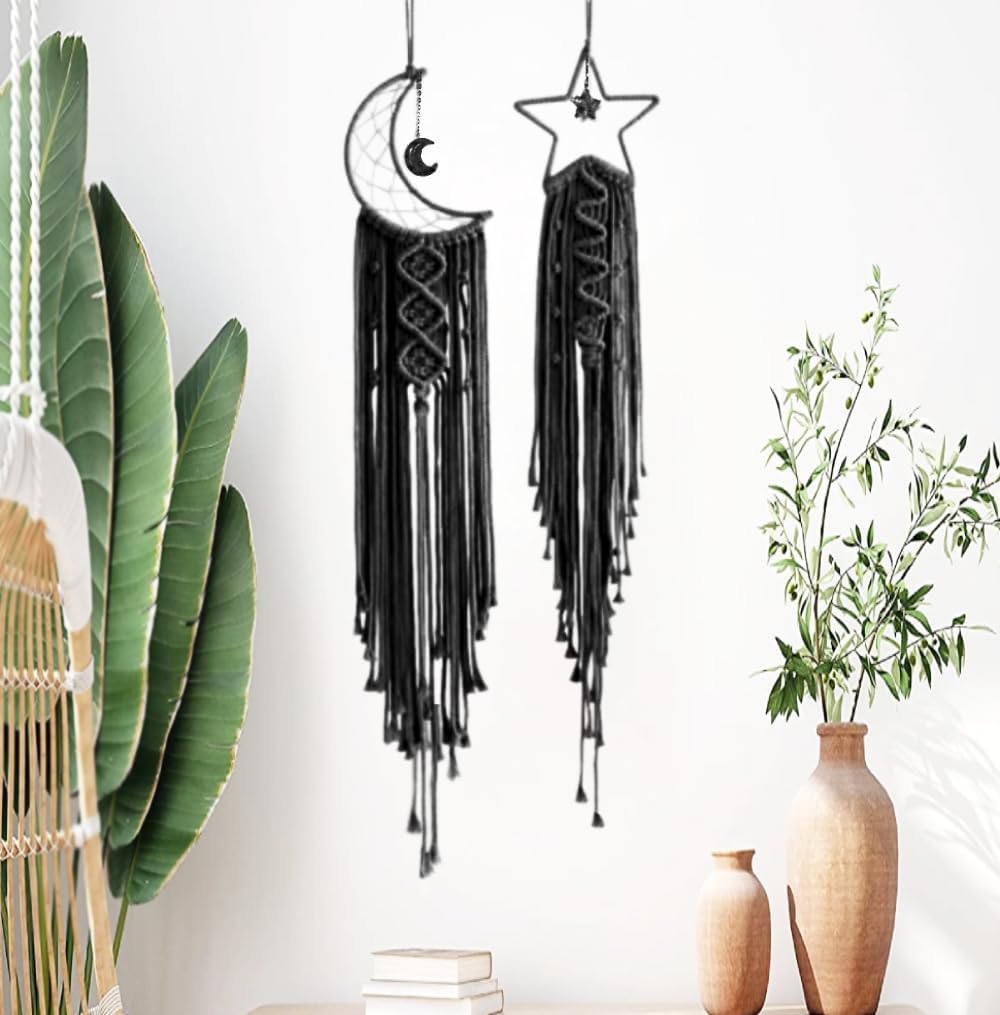 Star Moon Dream Catchers Black Boho Bedroom Decor Room Decorations