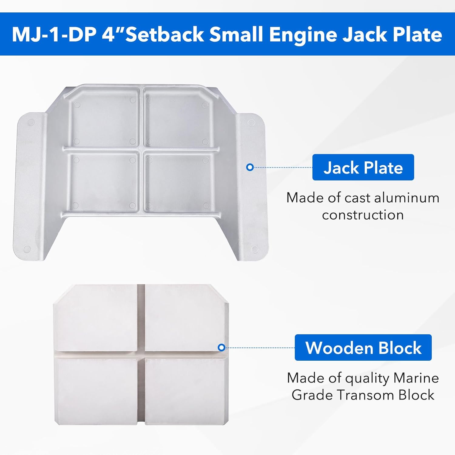 Pindex MJ-1-DP Manual Jack Plate 4'' Setback Small Engine Jack Plate for Outboard Motors Up to 35HP