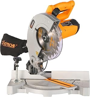 Hoteche 7-1/4-Inch Miter Saw 7.5A Compound Single Bevel Chop Saw with Laser and Blade for Wood and Metal Working