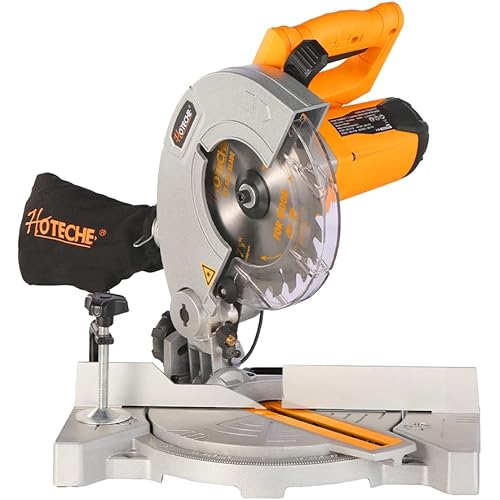 Hoteche 7-1/4-Inch Miter Saw 7.5A Compound Single Bevel Chop Saw with Laser and Blade for Wood and Metal Working