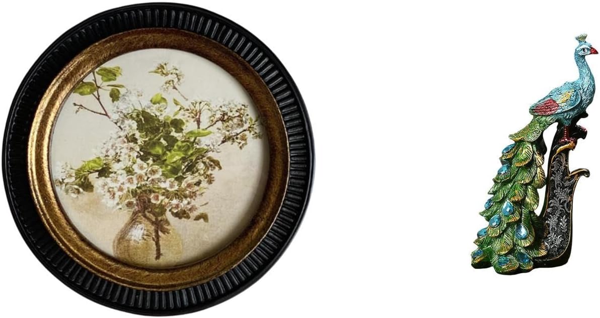 Elegant European Peacock Resin Photo Frame Sculpture for Bedroom Office Living Room Retro Home Decor Ornate Wall Hanging Display