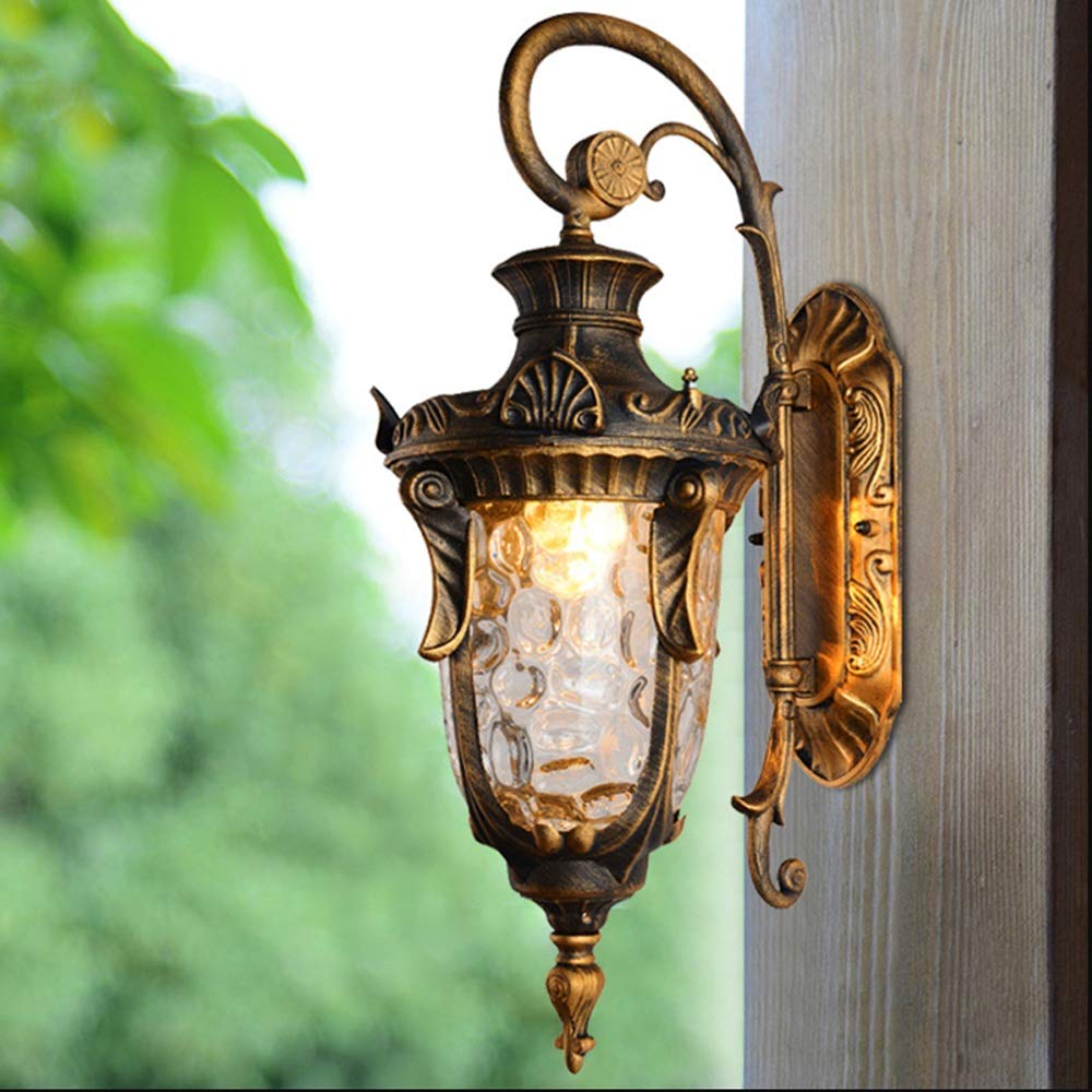 Street Lights Fashion Outdoor Lawn Glass Lantern Table Lamp European Garden Landscape Wall Pillar Post Light Aisle Balcony Watertight Sconce (Wall Lamp)