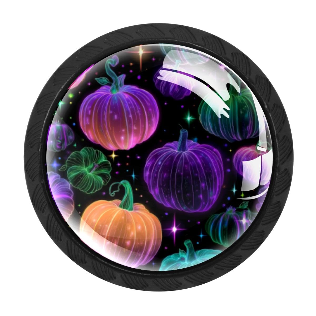 HEOEH 4 PCS Cabinet Knobs, Neon Star Pumpkins Drawer Knobs Dresser Handles