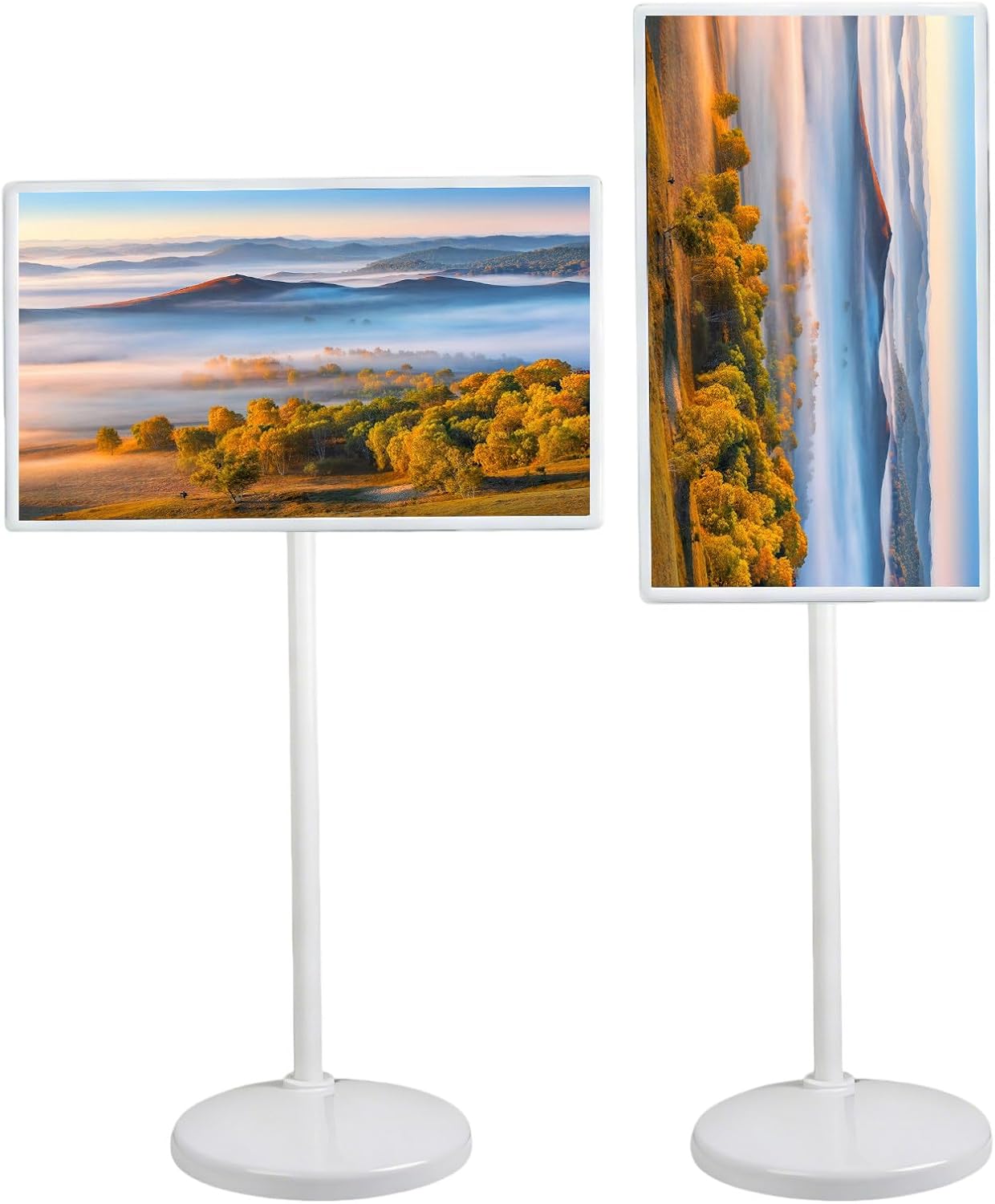 21.5"/24"/27"/32" Portable Smart Screen On Wheels, Build-in with 8/13 Mp Camera, Rolling TV Android 12/13, Built-in Battery (5-8H), Remote Control,Full Rotation,Remote Control 21.5"(4+64GB)