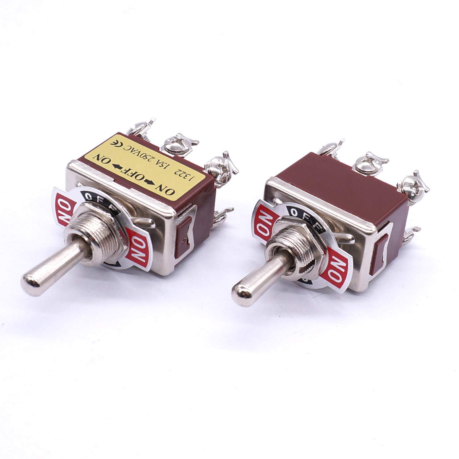 Kippschalter, 3 Stück, universell, robust, 20 A, 125 V, DPDT, 6 Anschlüsse, EIN/Aus/EIN, Wippe aus Metall + 3 Stück wasserdichte Abdeckung