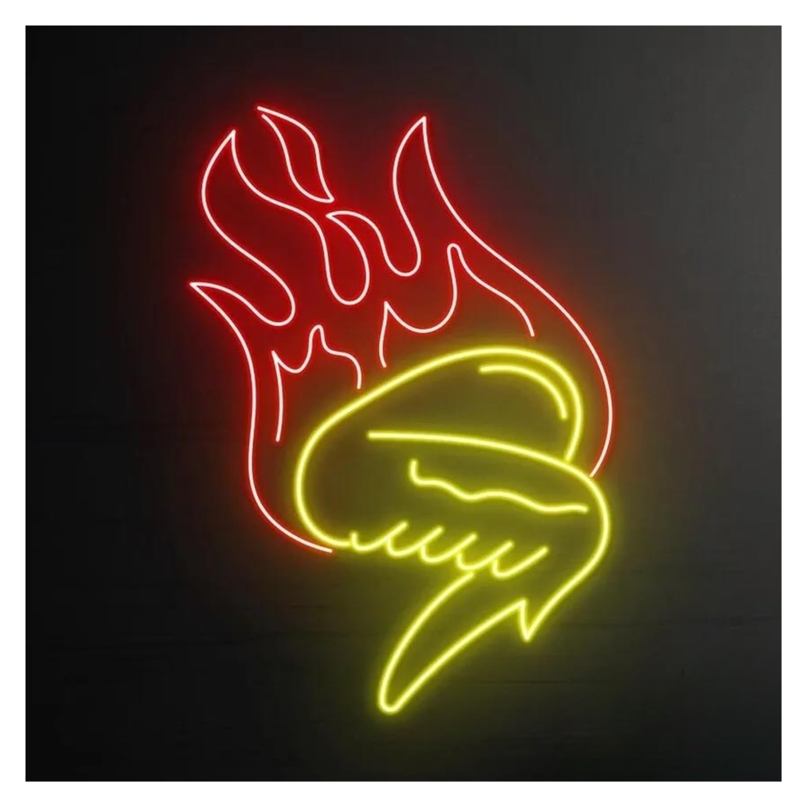 Sign Lamp Fire Chicken Wing Neon Sign Grilled Chicken Wing Food Shop Room Wall Decor Lamps Restaurant Bar Convenience Store 38cm