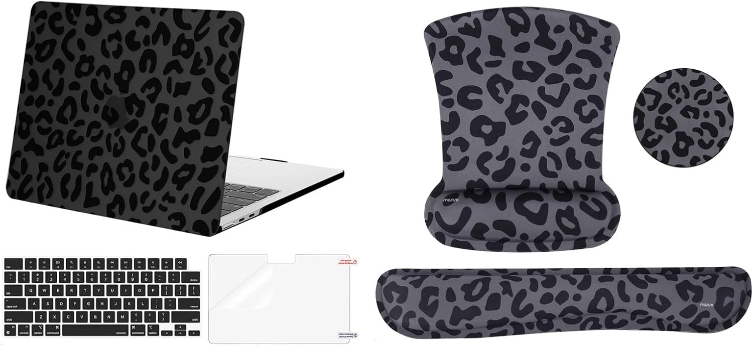 MOSISO Leopard Grain Wrist Rest Support for Mouse Pad&Keyboard Set