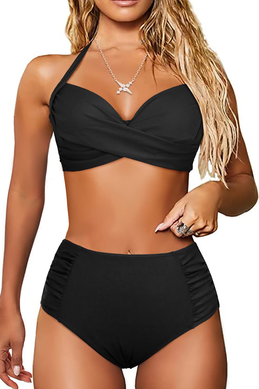 JFAN Conjuntos De Bikinis para Mujer Cuello V Profundo Traje De Baño Mujer 2 Piezas Push Up Bikinis Mujer