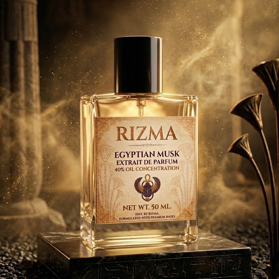 RIZMA Egyptian Musk Extrait De Parfum Spray (50ml) – 40% Oil Concentration Long Lasting Clean Skin Scent Perfume – Artisan Unisex Fragrance with White Amber, Ambroxan & Fresh Linen – Made in USA — view 5