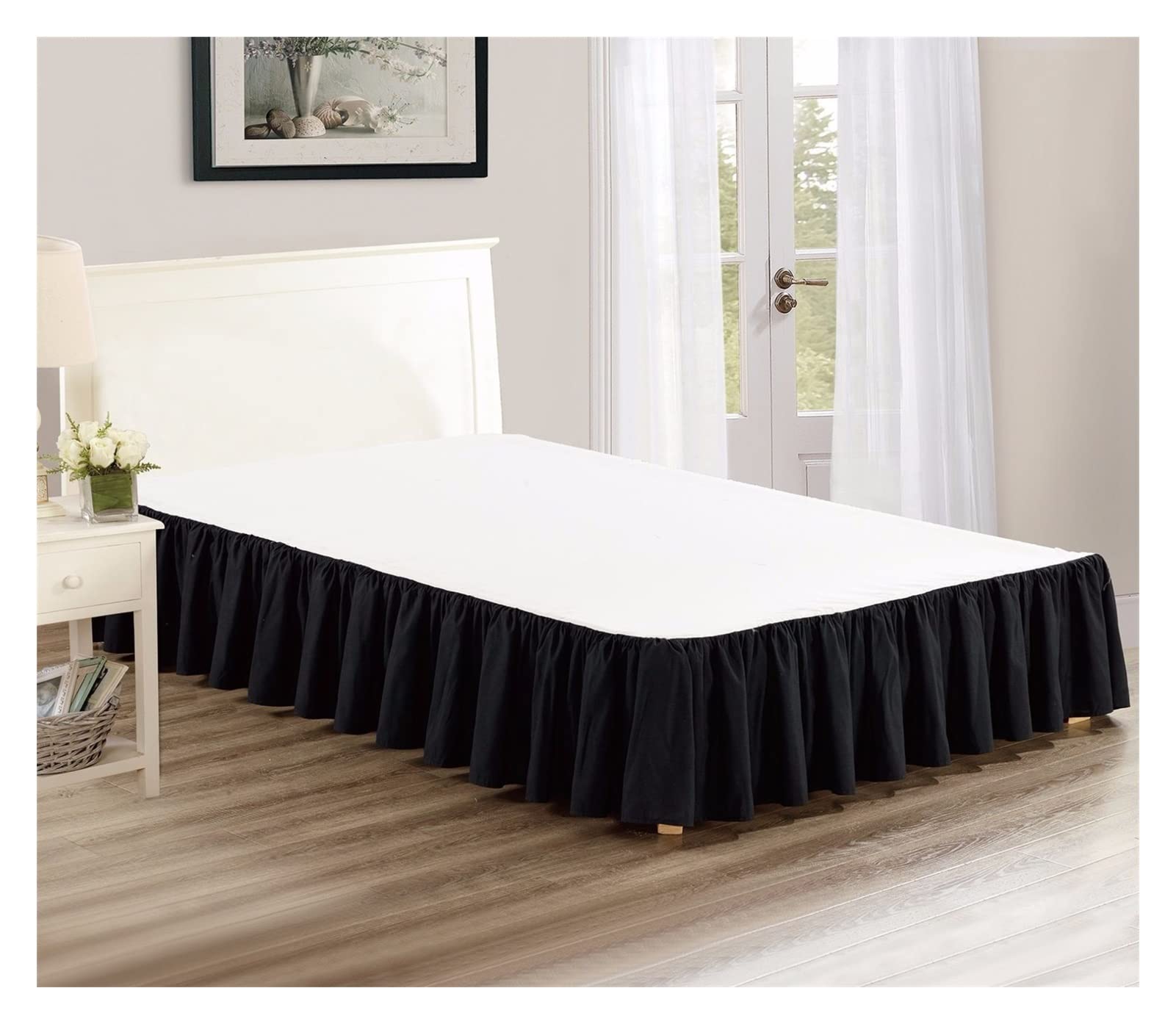 Mantovana Giroletto Matrimoniale Gonna da letto con superficie letto Materasso copertura gemella / piena / regina / king size 35cm altezza home hotel uso grigio bianco beige gonne da letto beige(Grey,