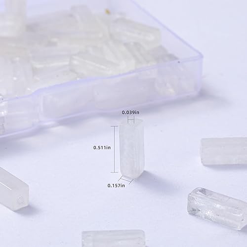 Miniatura 3 de Cuentas de tubo rectangular de cristal blanco natural, 0.157x0.512 in, 15.0 instr sueltas semi piedras preciosas para hacer pulseras, collares,