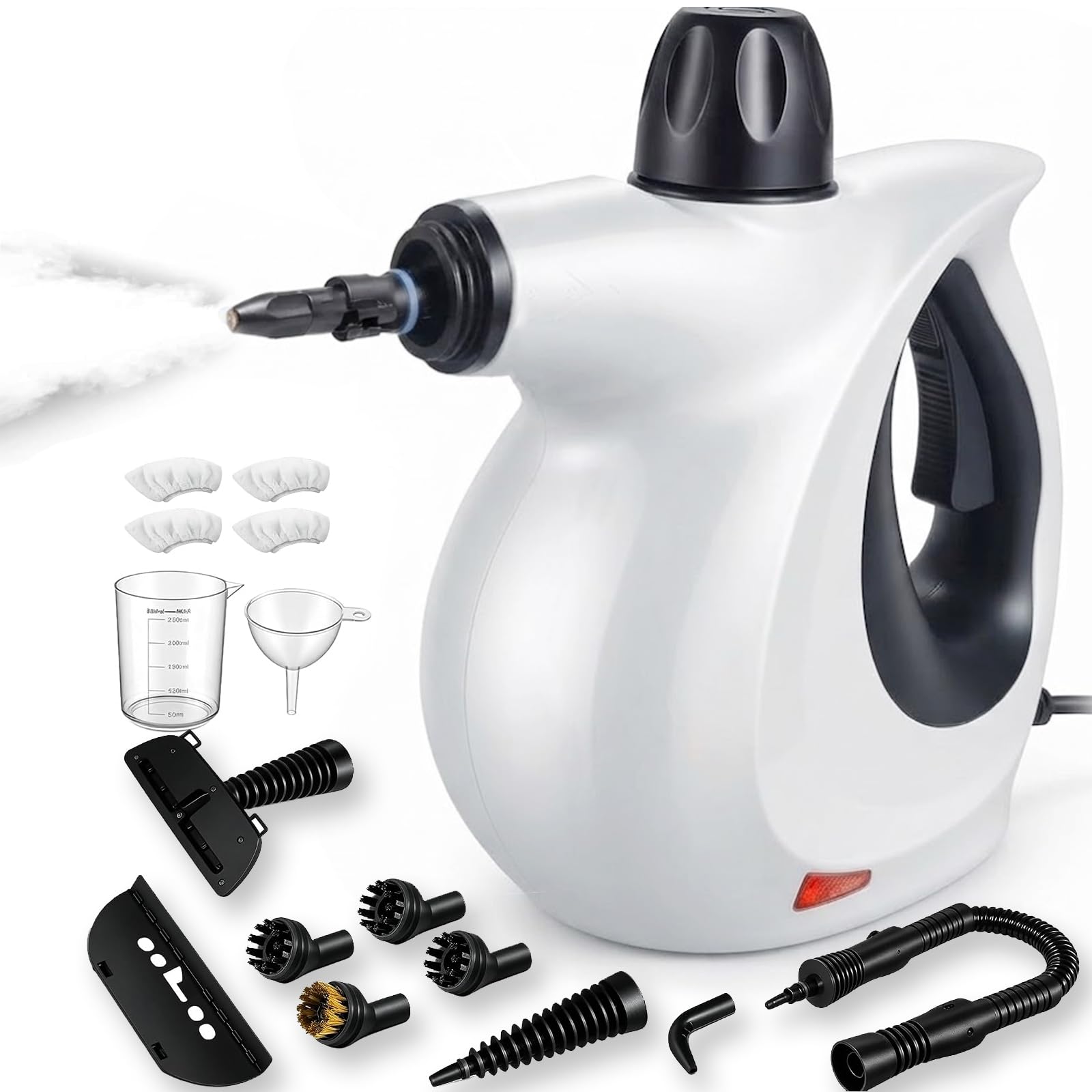 Rewing Steam Cleaner Handheld Steam Cleaner 1.2L Water Tank, 15s Fast Heating, with 14 Accessories, for Multi-Surface Stain Removal, Perfect for Stain Removal, Car, Sofa (White & Black)