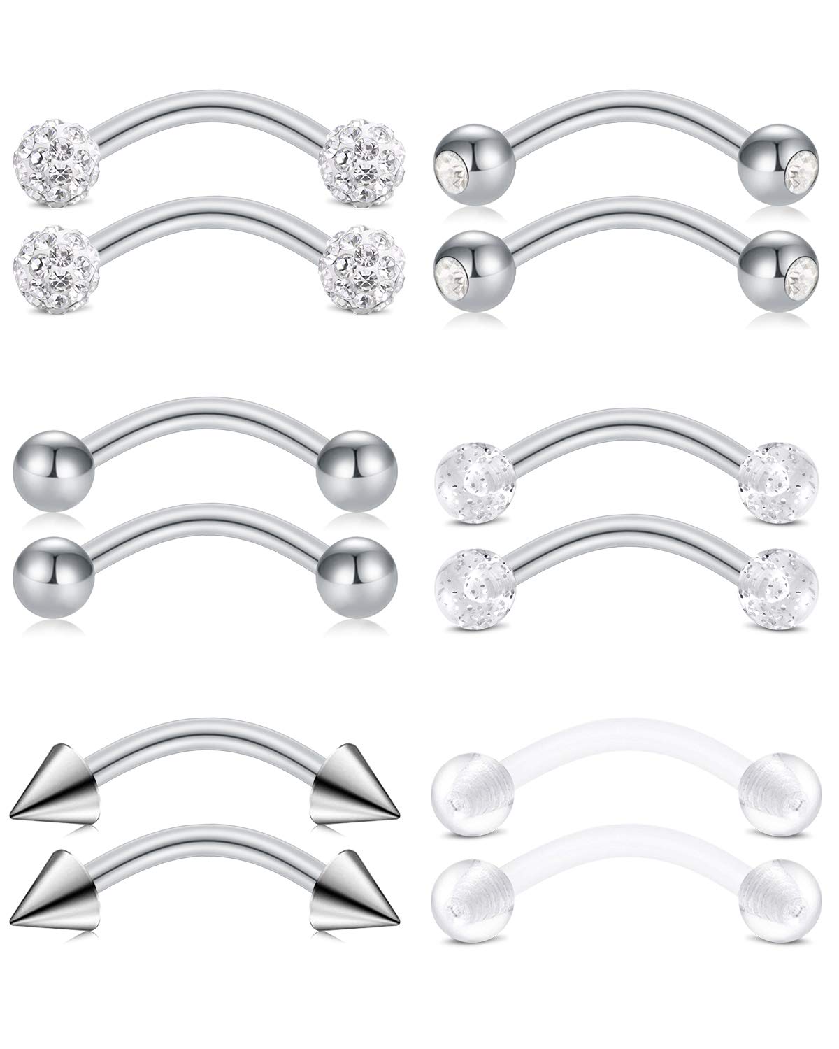 Piercing Retainer Set Clear Septum Ring Plastic Nose Studs Eyebrow Lip Labret Stud Septum Hoops Cartilage Industrial Tragus Earring Retainer For Surgery — view 6