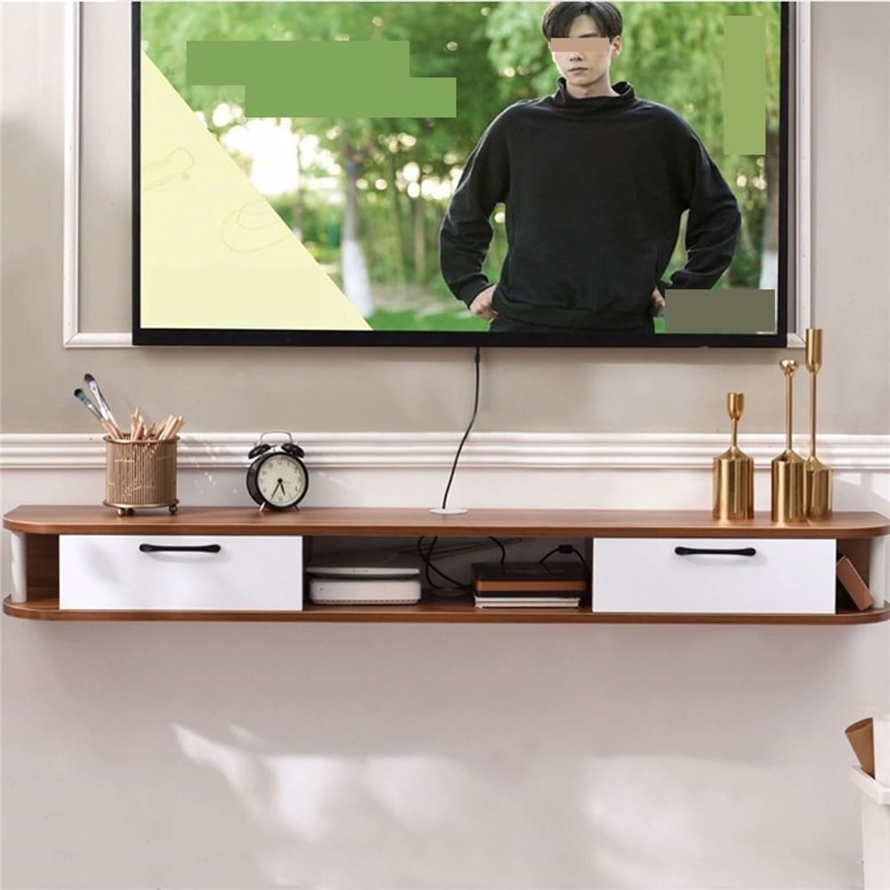 Supporto per TV, mensola da parete per intrattenimento, per centro intrattenimento, mobiletto per TV, console multimediale, in legno (grigio, 180 x 16 x 24 cm)