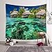 N / A Tropical Palm Tree Leaf Tapestry Wall Hanging Seaside Sunset Landscape Tapestry Beach Towel Home Decoration A1 150cmx130cm