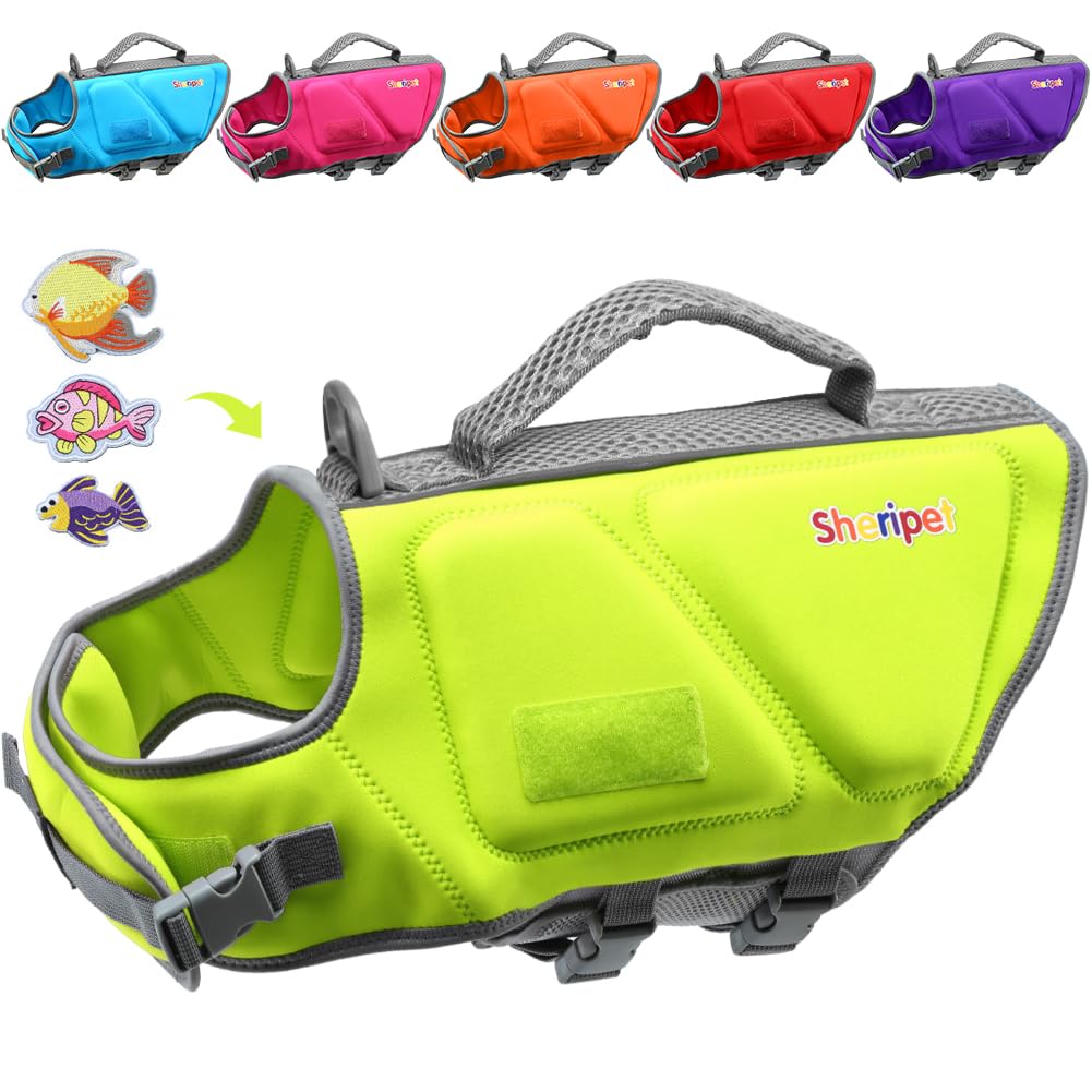 Sheripet Dog Life Jacket - Small Dog Flotation Vest with Reflective Stripes and Rescue Handle