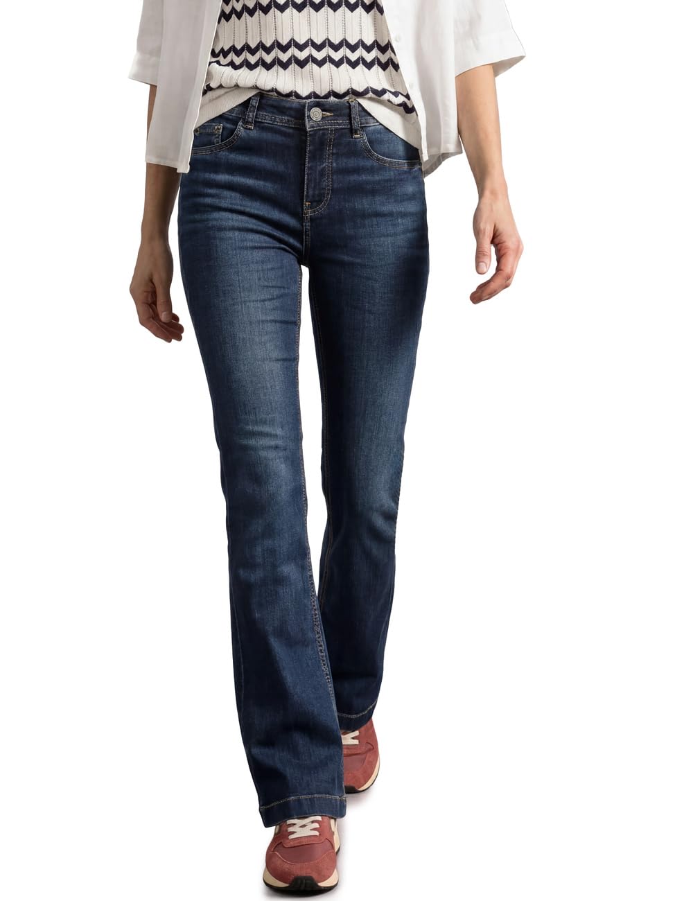 Street One Damen High Waist Bootcut Jeans im Slim Fit 3818274